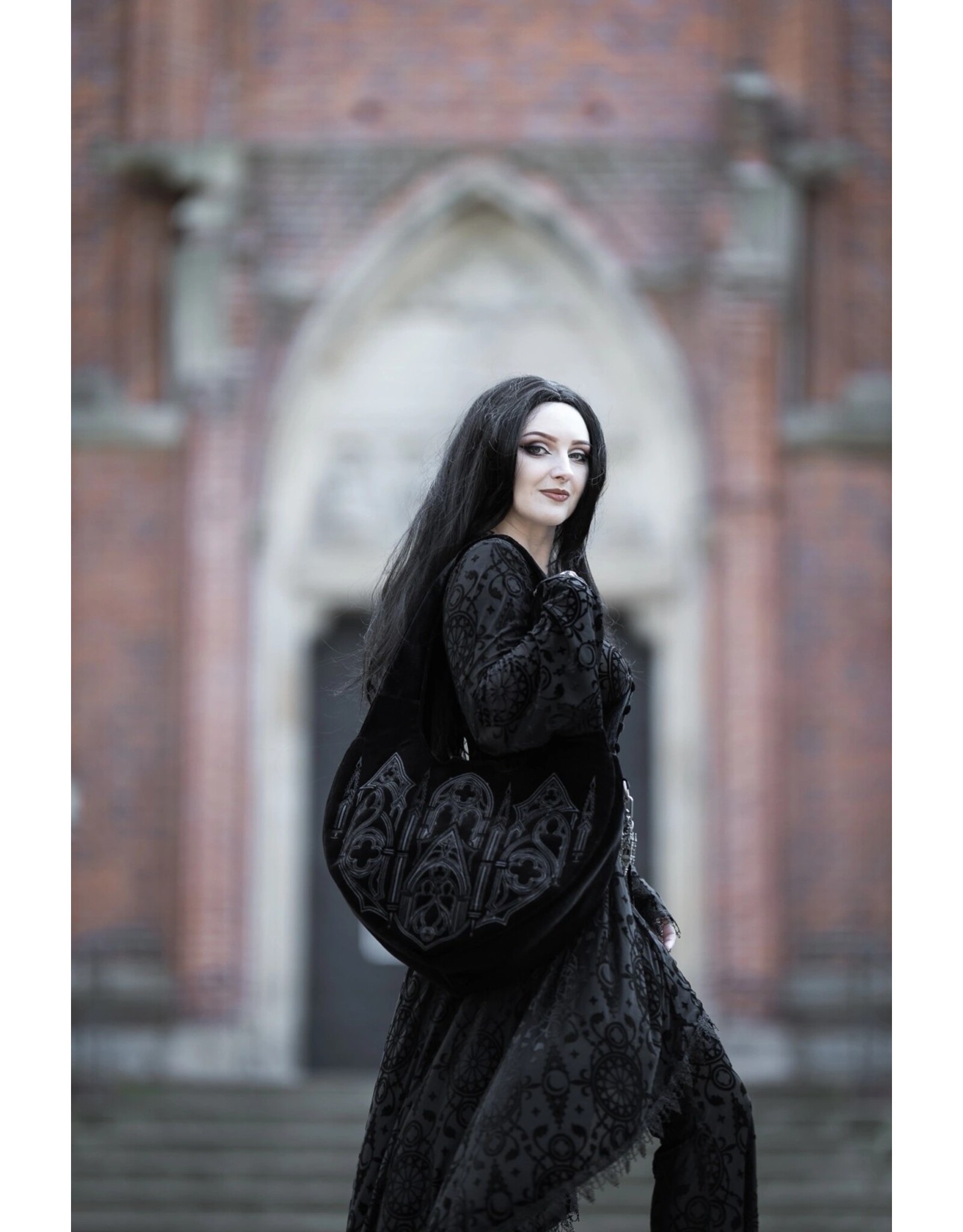 Restyle Fantasy bags and wallets - Veloura Velvet Hobo Bag with Cathedral Embroidery