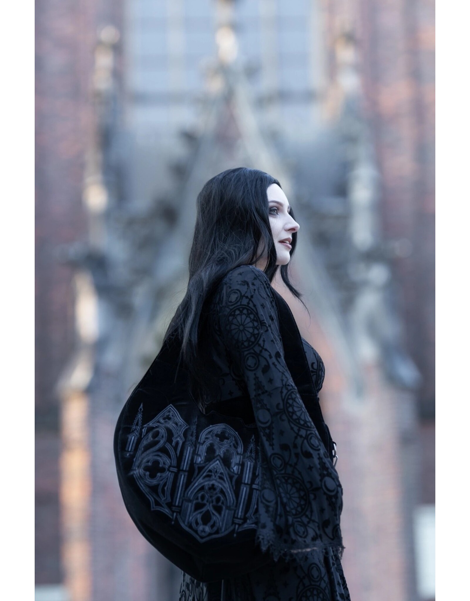 Restyle Fantasy bags and wallets - Veloura Velvet Hobo Bag with Cathedral Embroidery