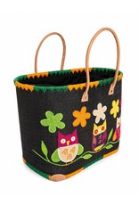 Trukado Fashion bags - Wicker Basket – Beach Bag with Owls & Flowers XL