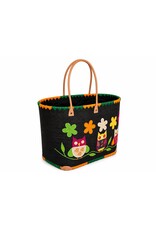 Trukado Fashion bags - Wicker Basket – Beach Bag with Owls & Flowers L