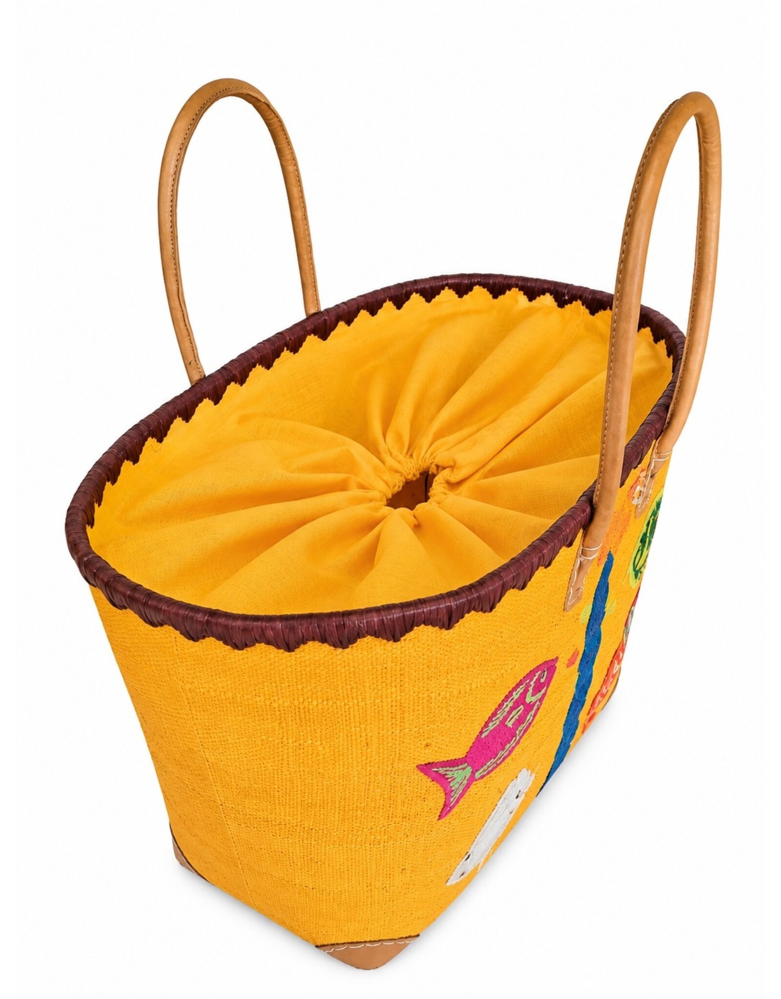 Trukado Fashion bags - Wicker Basket – Beach Bag with Fishes L