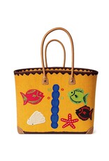 Trukado Fashion bags - Wicker Basket – Beach Bag with Fishes L
