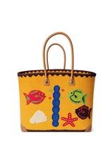 Trukado Modieus - Rieten Mand - Strand Tas met Vissen XL