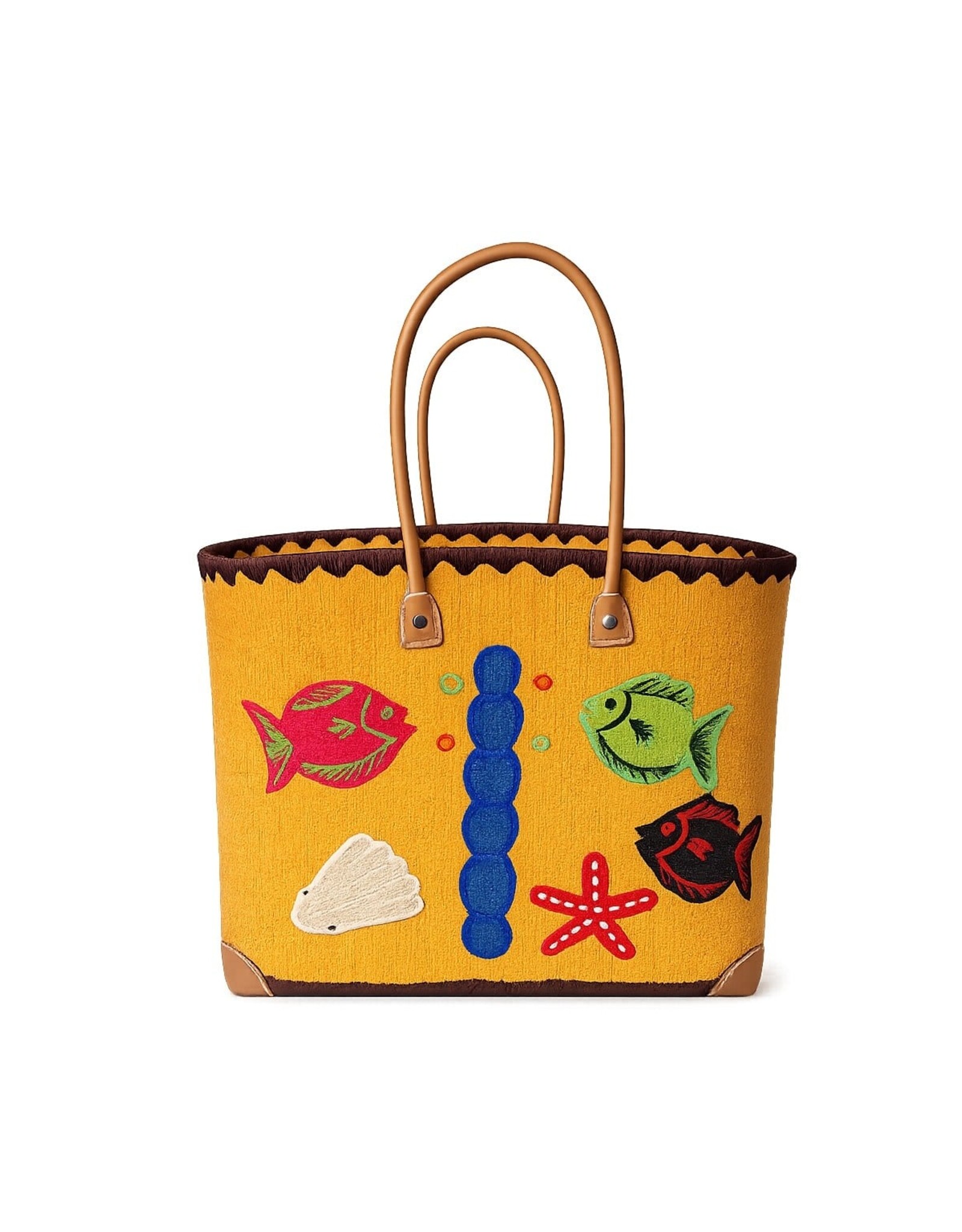 Trukado Fashion bags - Wicker Basket – Beach Bag with Fishes XL