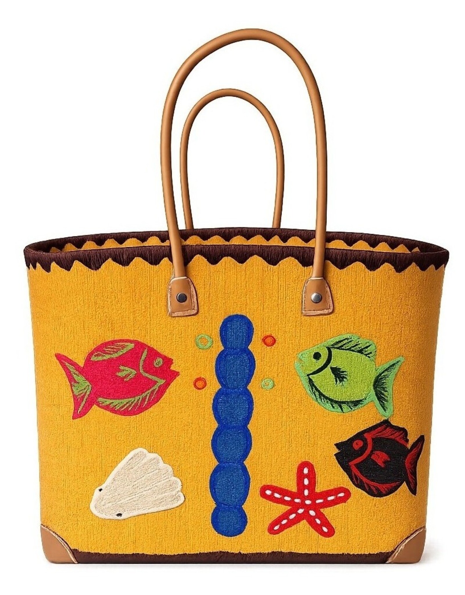 Trukado Fashion bags - Wicker Basket – Beach Bag with Fishes XL