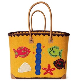Trukado Rieten Mand - Strand Tas met Vissen XL
