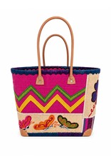Trukado Modieus - Rieten Mand - Strand Tas met Vlinders M