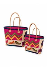 Trukado Modieus - Rieten Mand - Strand Tas met Vlinders M