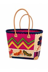 Trukado Modieus - Rieten Mand - Strand Tas met Vlinders L