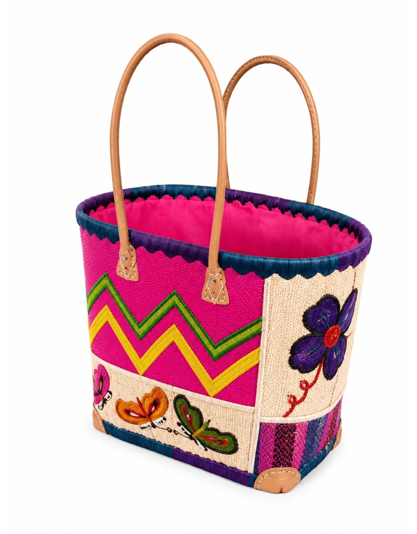 Trukado Fashion bags - Wicker Basket – Beach Bag with Butterflies L