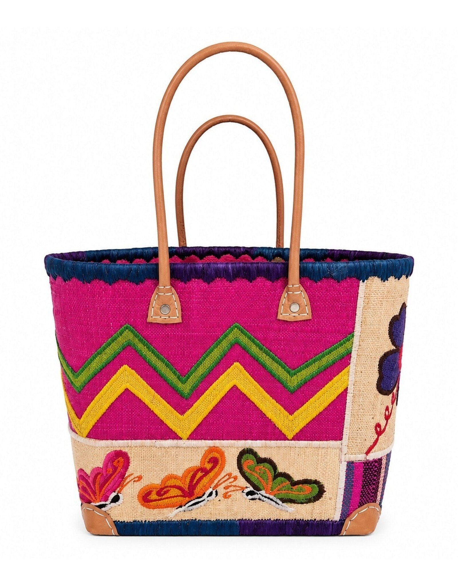 Trukado Fashion bags - Wicker Basket – Beach Bag with Butterflies L