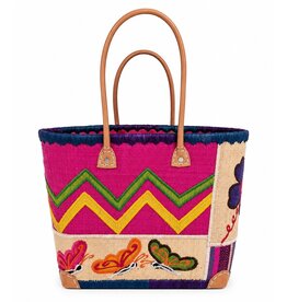 Trukado Rieten Mand - Strand Tas met Vlinders L