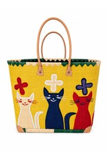 Trukado Modieus - Rieten Mand - Strand Tas met Katten M