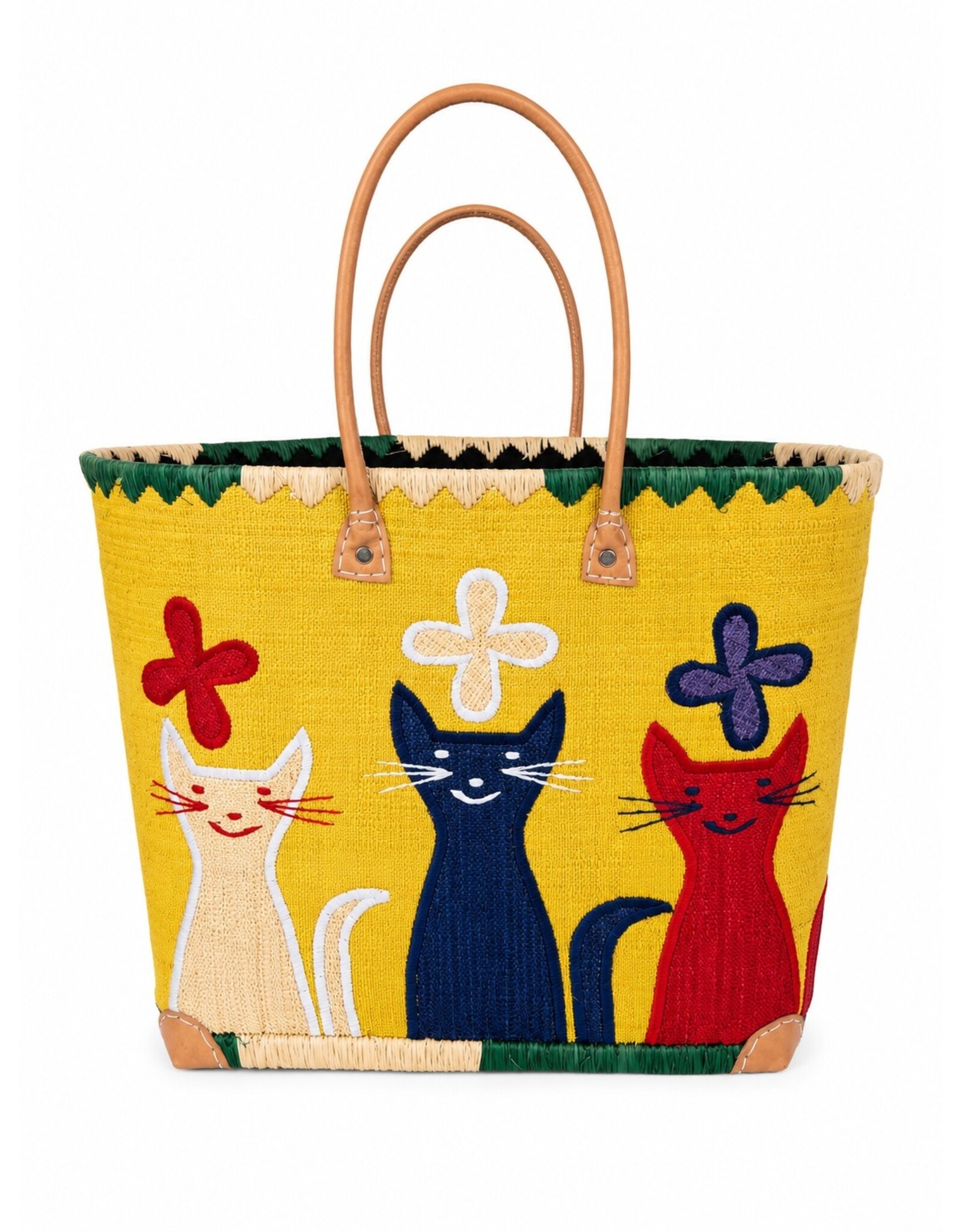 Trukado Fashion bags - Wicker Basket – Beach Bag with Cats M