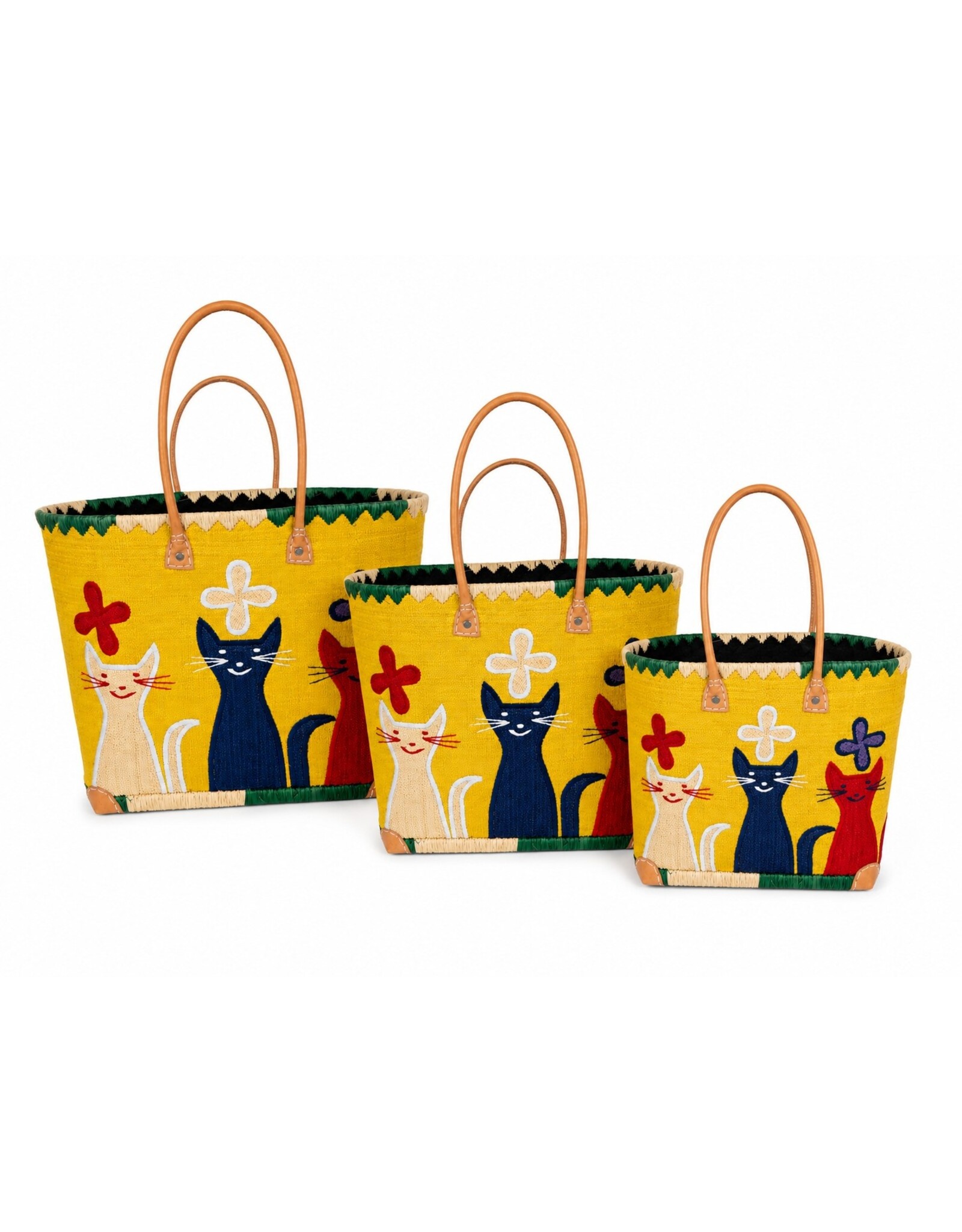 Trukado Fashion bags - Wicker Basket – Beach Bag with Cats M
