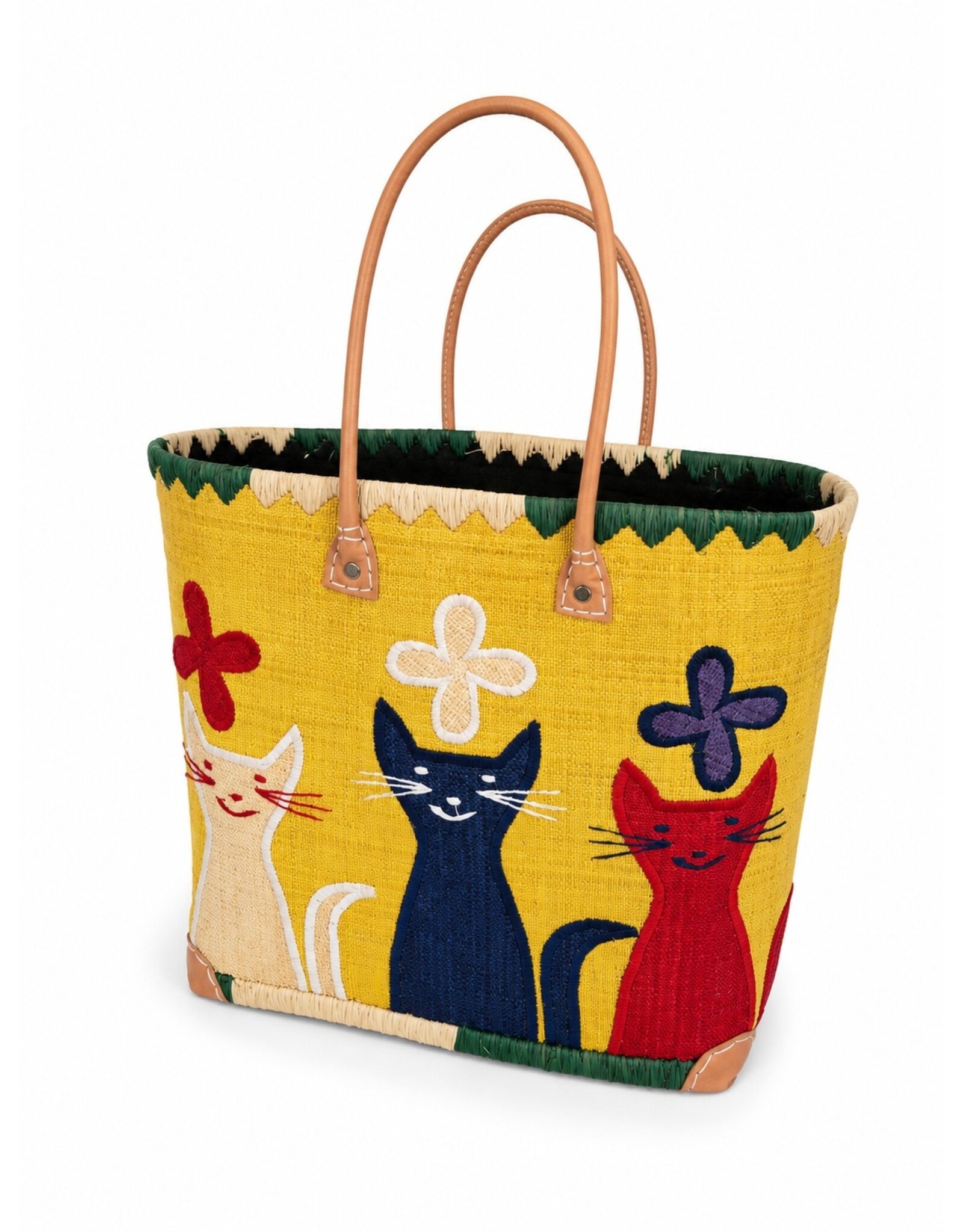 Trukado Fashion bags - Wicker Basket – Beach Bag with Cats L