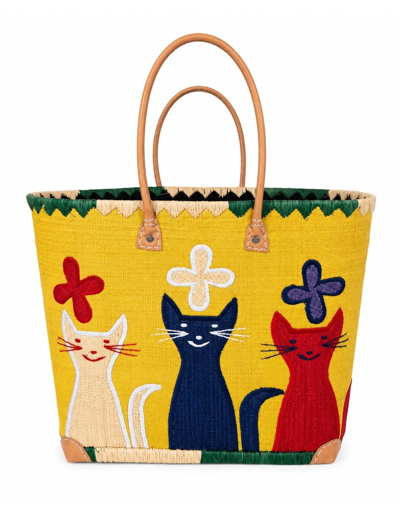 Trukado Modieus - Rieten Mand - Strand Tas met Katten L