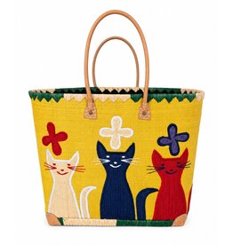 Trukado Rieten Mand - Strand Tas met Katten L