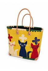 Trukado Modieus - Rieten Mand - Strand Tas met Katten XL