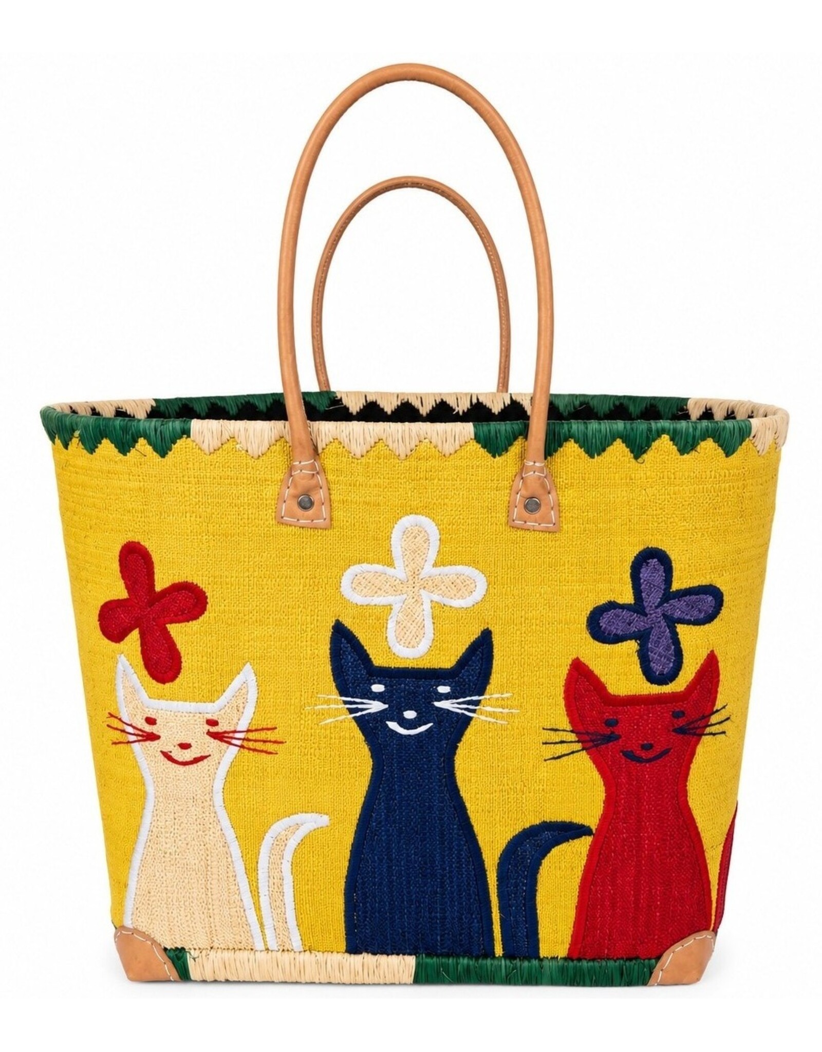 Trukado Modieus - Rieten Mand - Strand Tas met Katten XL
