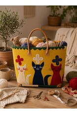 Trukado Modieus - Rieten Mand - Strand Tas met Katten L
