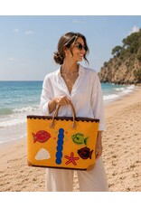 Trukado Fashion bags - Wicker Basket – Beach Bag with Fishes XL