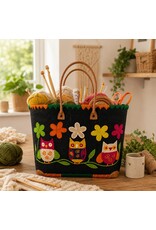 Trukado Fashion bags - Wicker Basket – Beach Bag with Owls & Flowers L