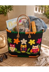Trukado Modieus - Rieten Mand - Strand Tas met Uiltjes & Bloemen M