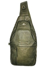 HillBurry Leren tassen - Hillburry leren Crossbody tas Sling bag groen