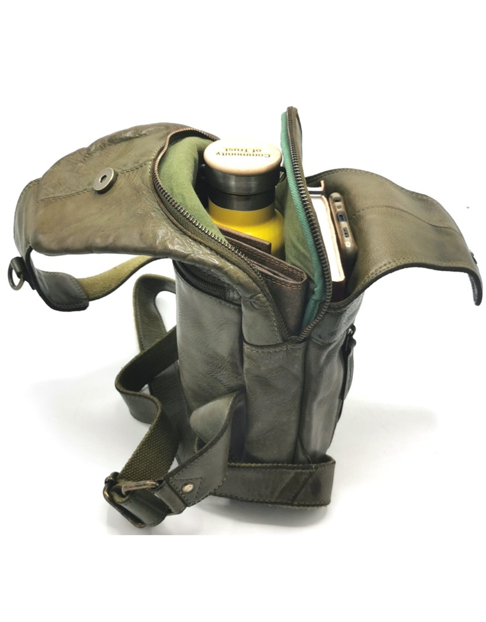 HillBurry Leather bags - Hillburry leather crossbody bag Sling bag green