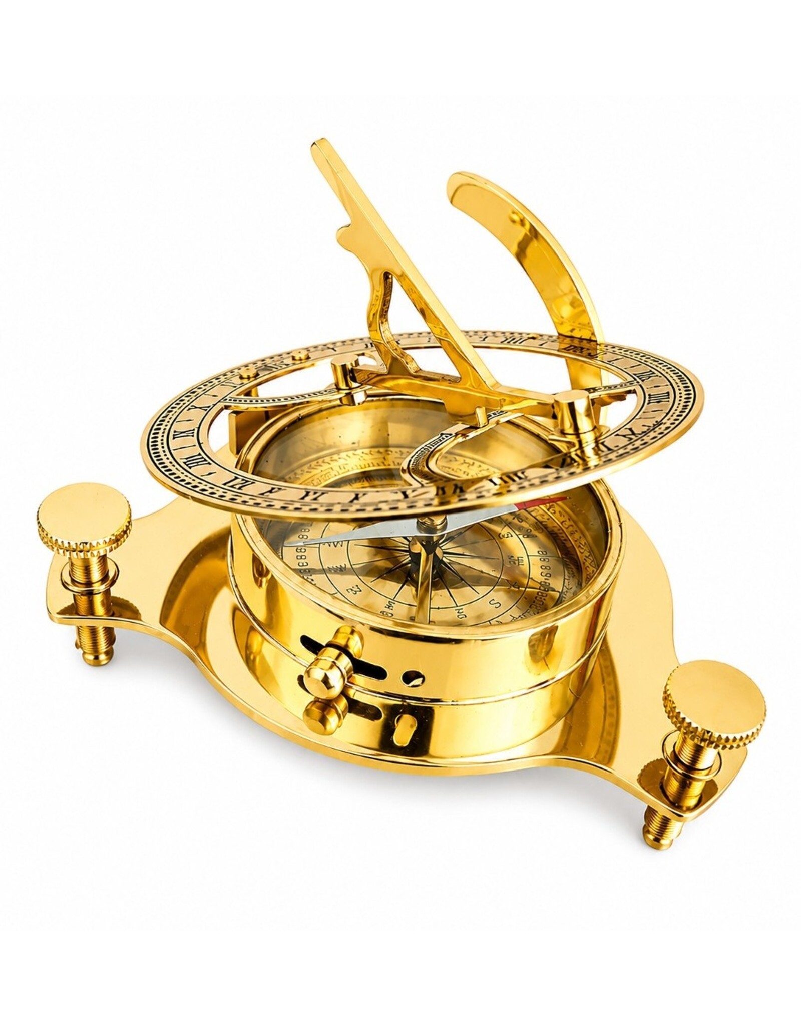 Trukado Giftware, beelden, collectables - Zonnewijzer Kompas Ø 9,5cm - messing