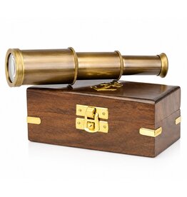 Trukado Messing Mini Telescoop in houten kistje
