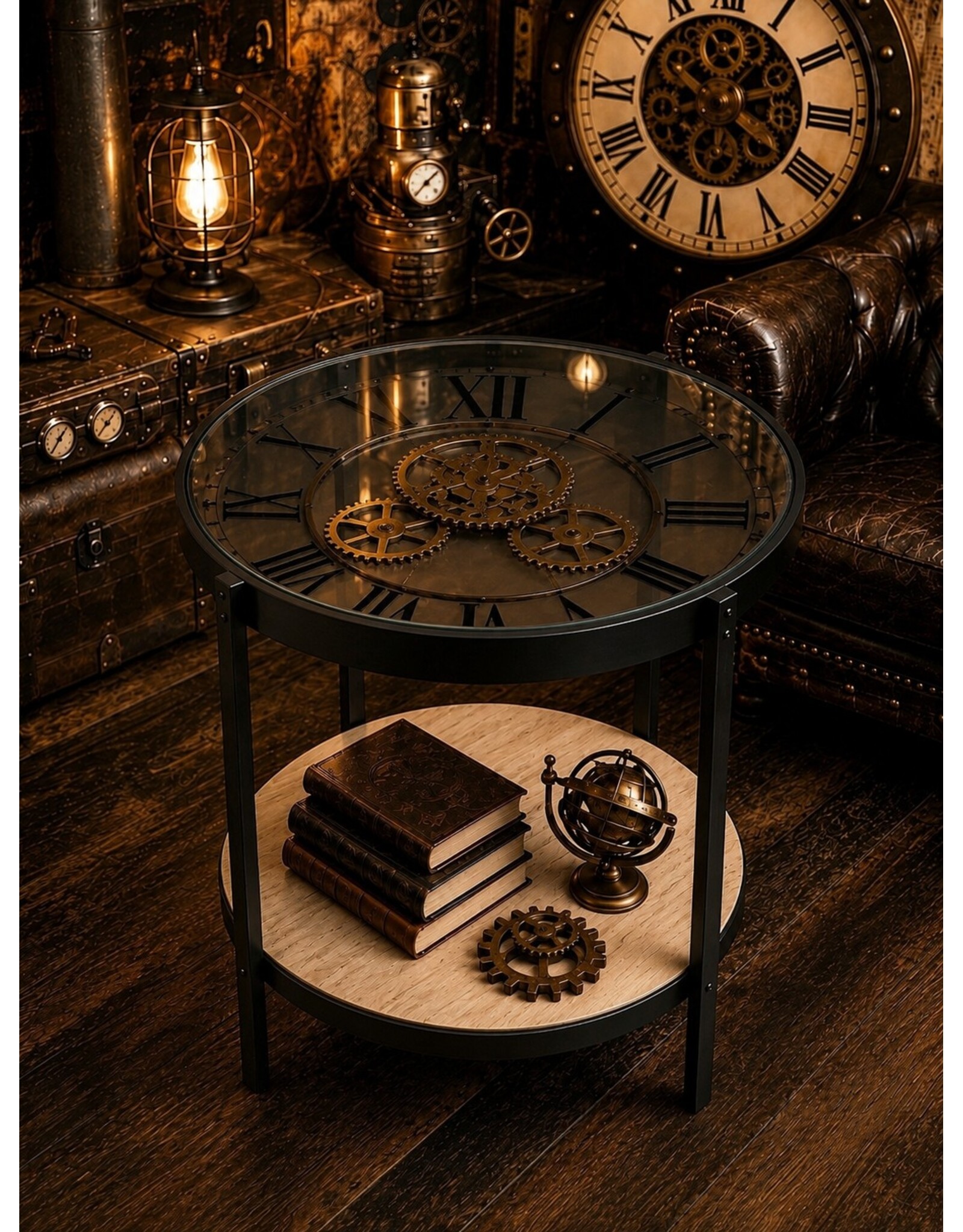 Atmosphera Giftware & Lifestyle  - Coffee table with real clock diameter 50cm