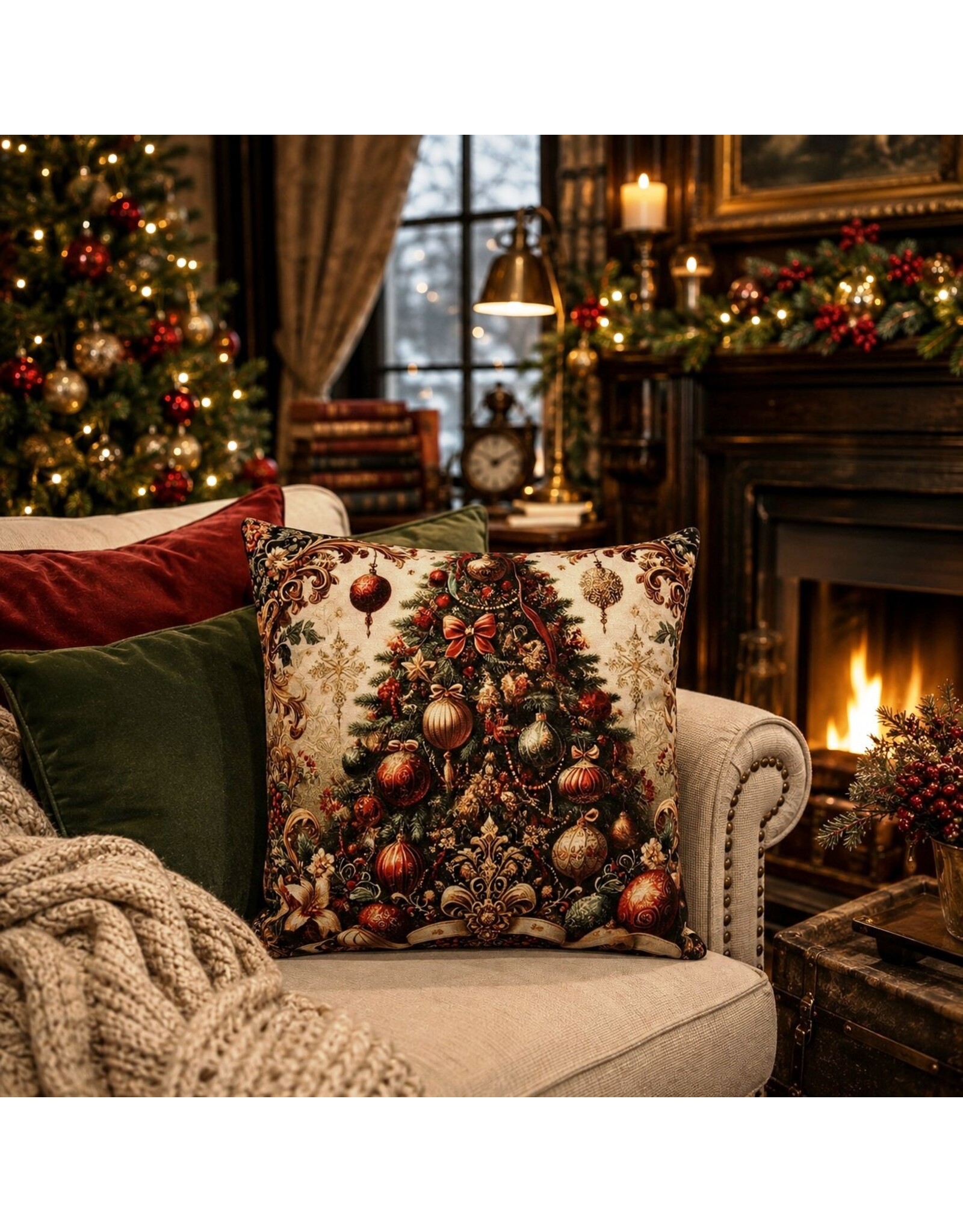 C&E Miscellaneous -  Decorative Cushion Christmas tree Baroque style 45 x 45 cm