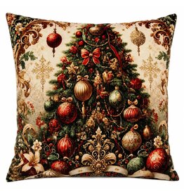 C&E Decorative Cushion Christmas tree Baroque style 45 x 45 cm