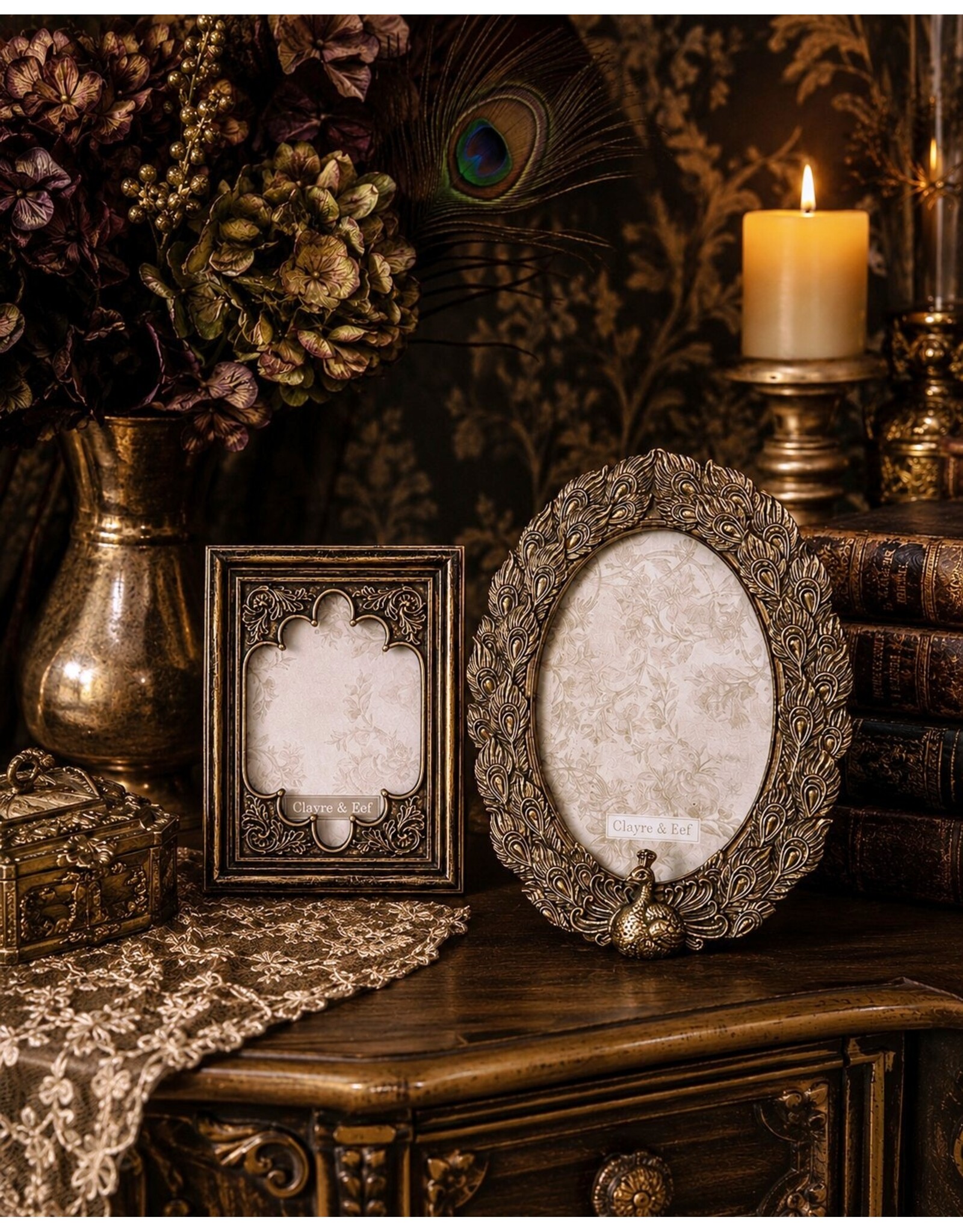 Trukado Miscellaneous - Photo frame Peacock Baroque gold color