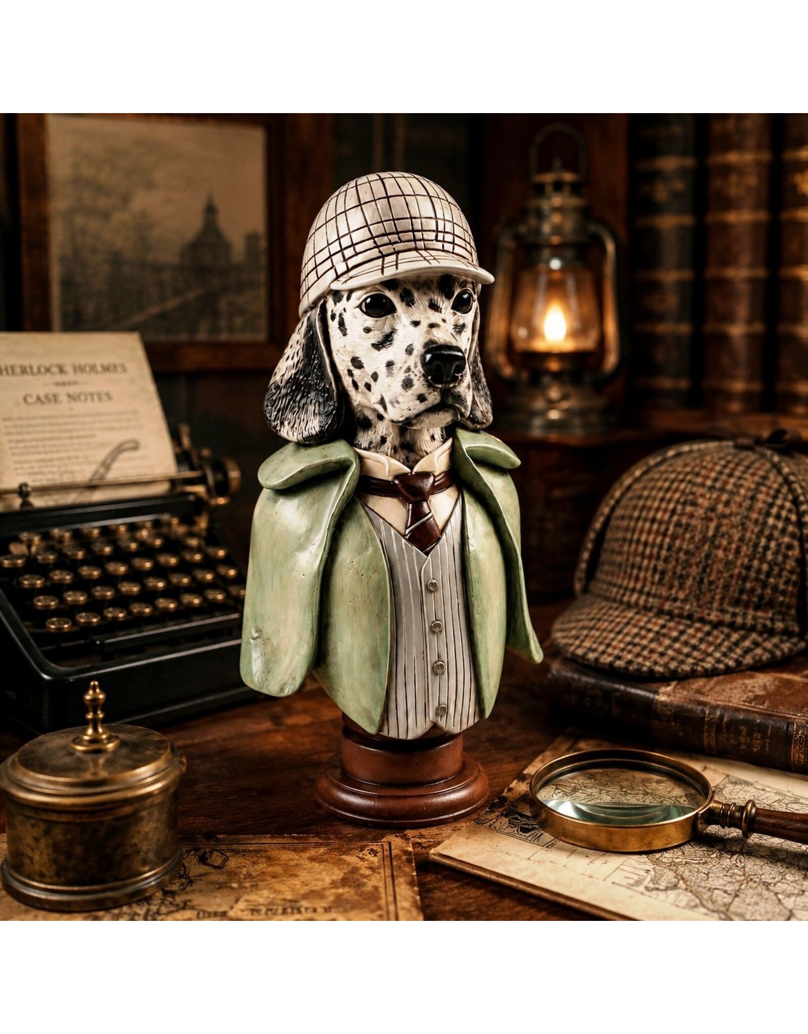 C&E Giftware Figurines Collectables - Dalmatian Dog Dressed as Sherlock Holmes  Bust 40cm