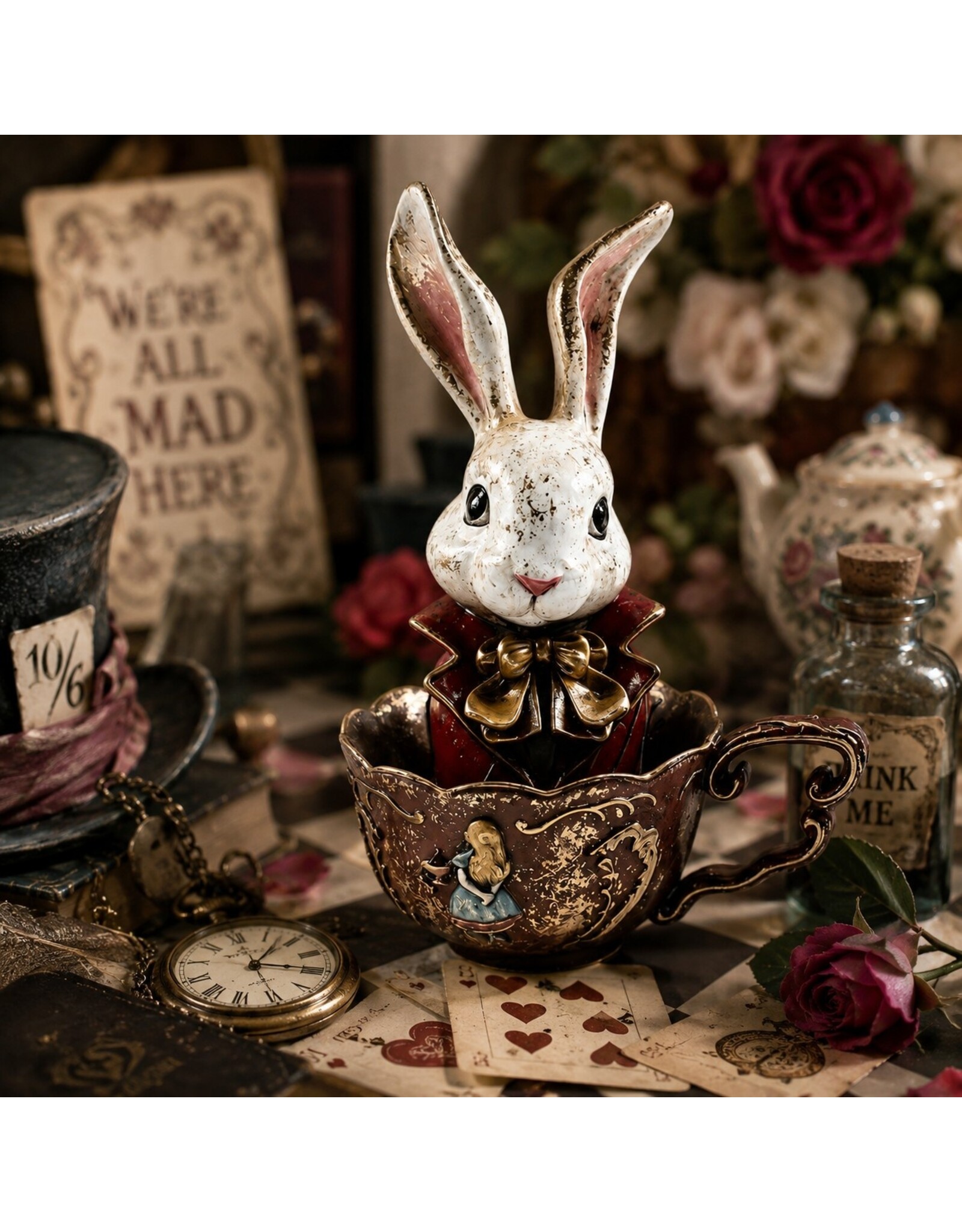 C&E Giftware & Lifestyle - Alice in Wonderland Rabbit in Teacup figurine 25cm