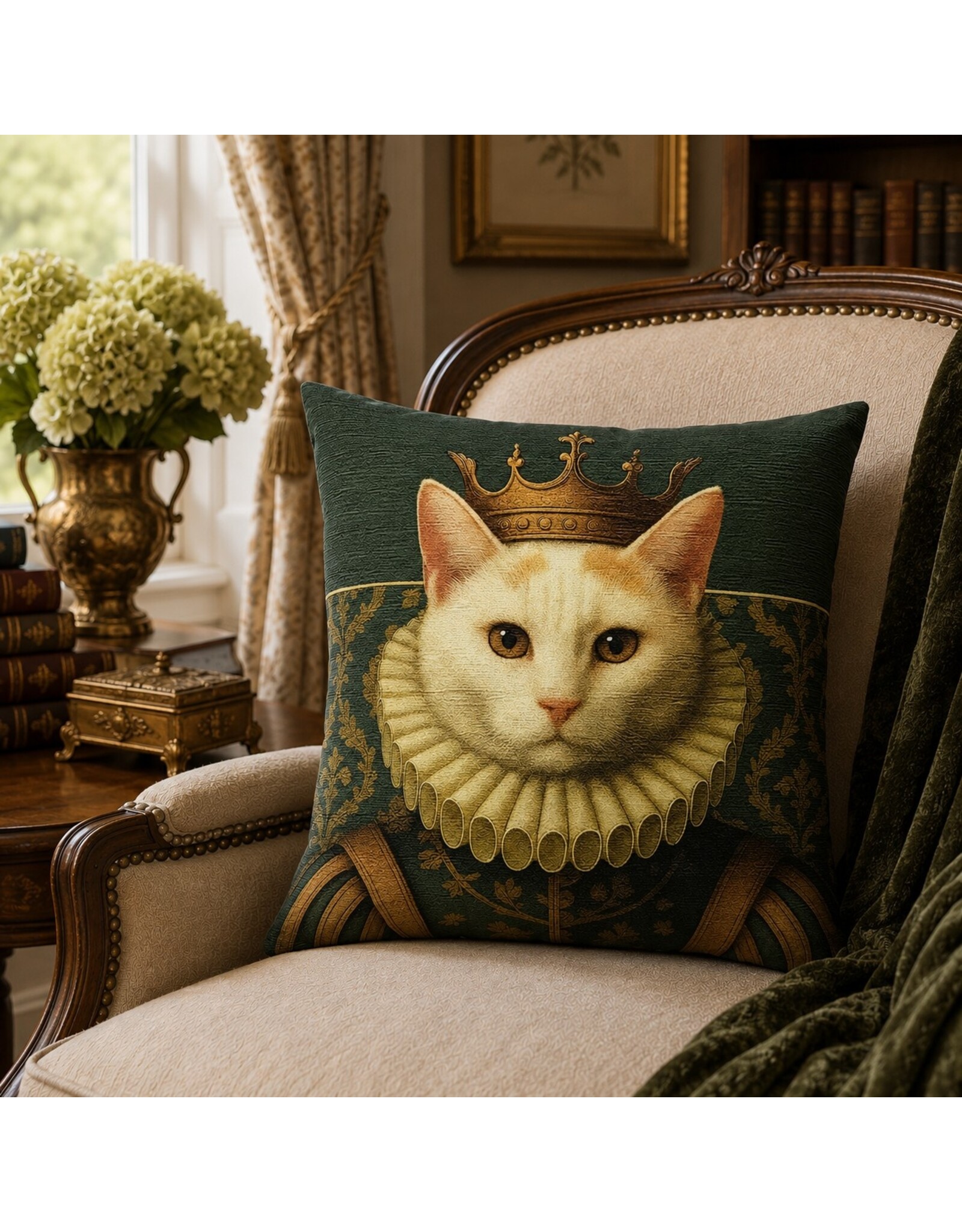C&E Miscellaneous - Decorative Cushion White Cat Queen 45 x 45 cm