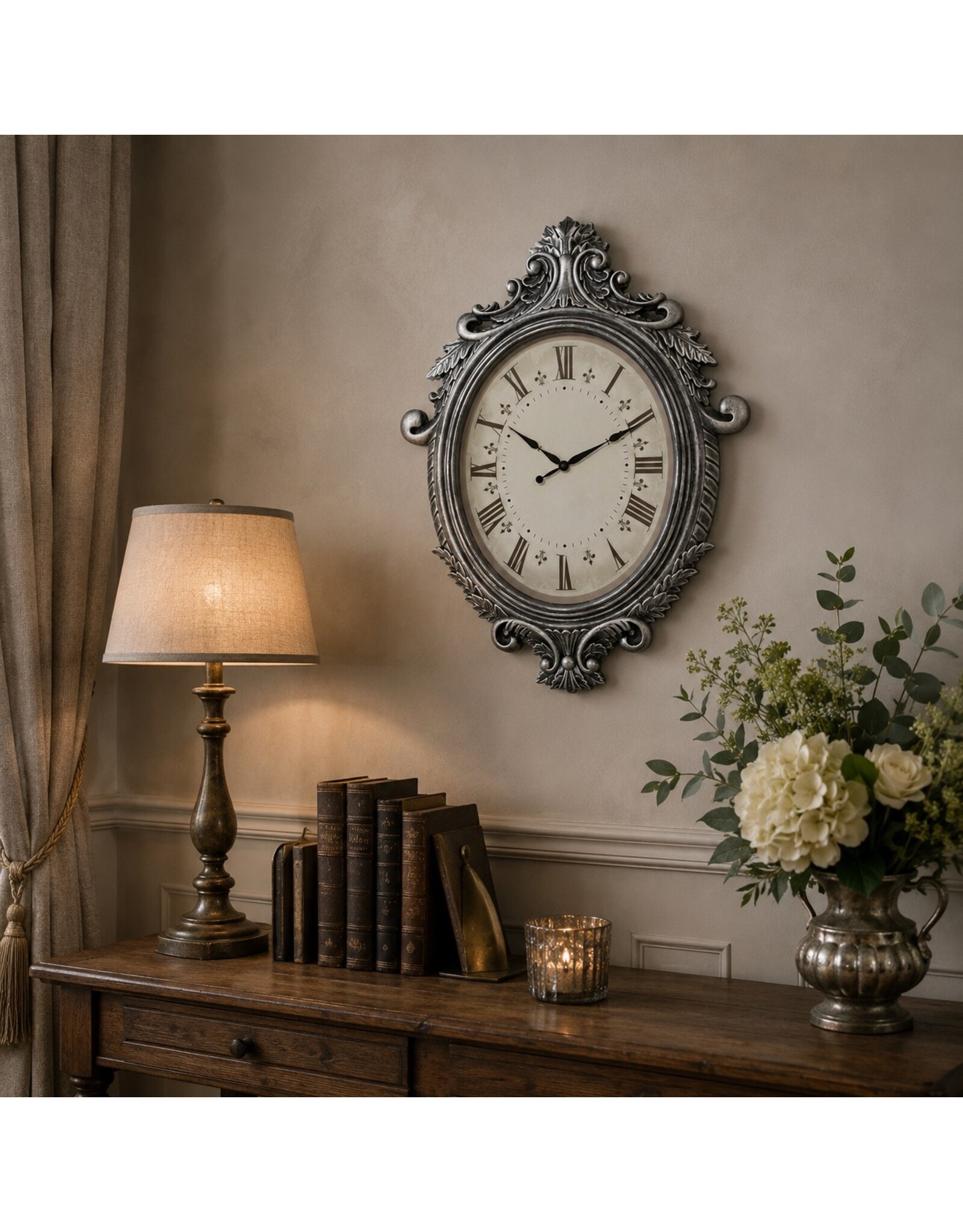 C&E Miscellaneous - Oval Wall Clock Baroque Style
