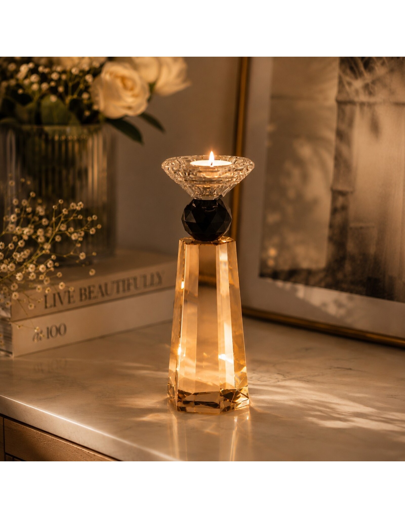Diga Colmore Giftware & Lifestyle - Glass Candle holder OUDRA  Ø6x20 cm - Colmore