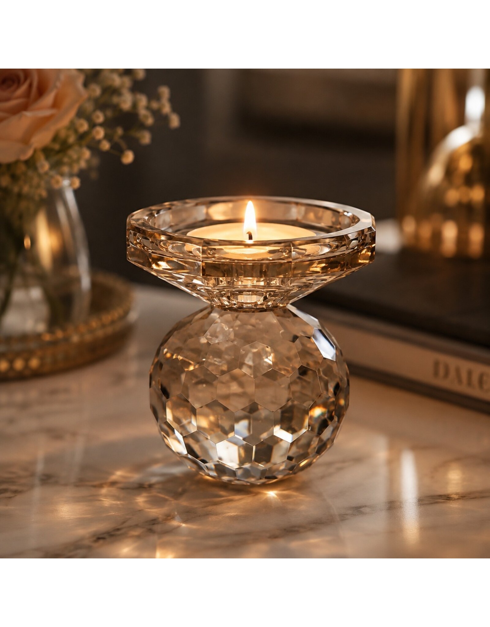 Diga Colmore Giftware & Lifestyle -  Glass Candle holder LUNELLE Ø7x9 cm - Colmore
