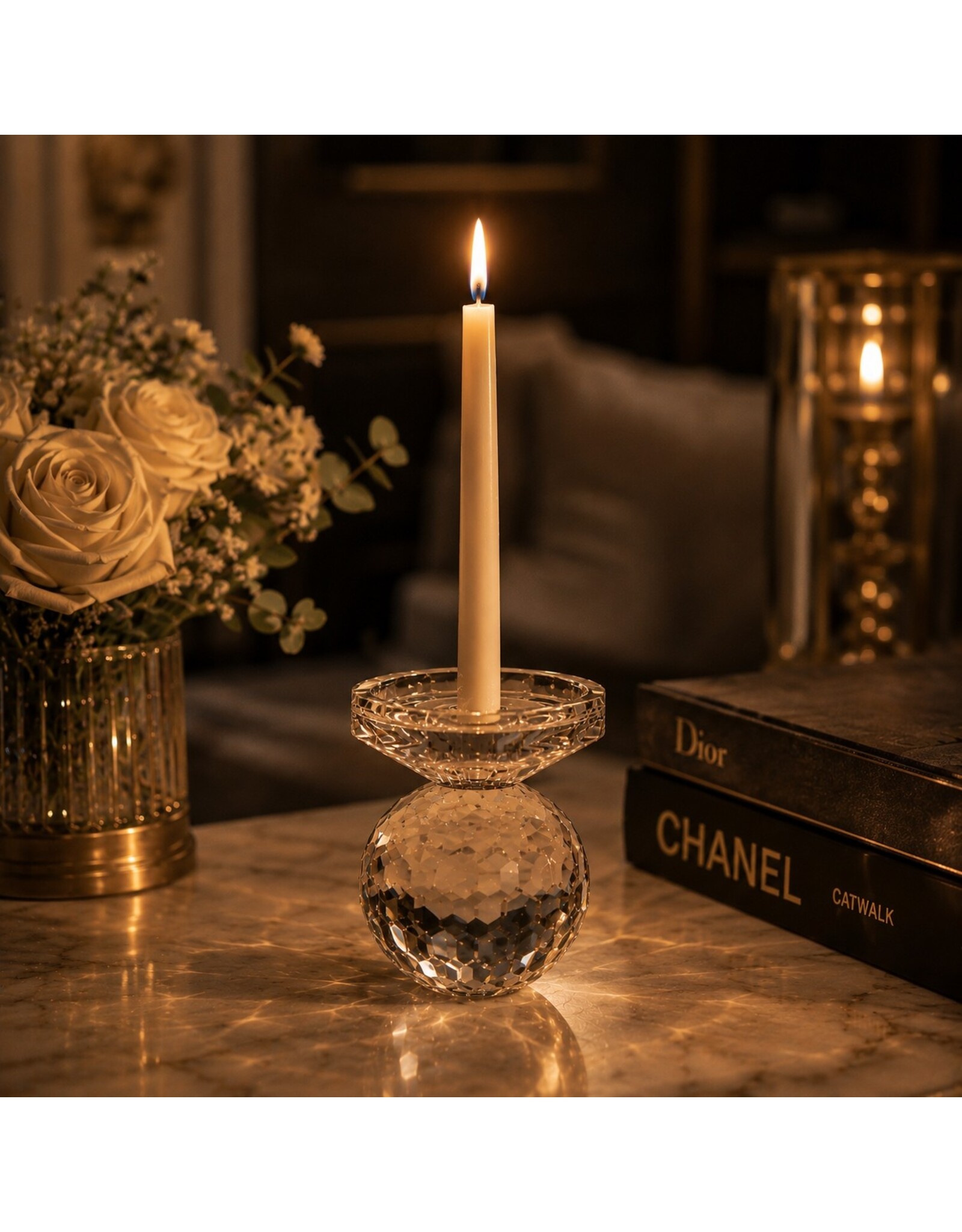 Diga Colmore Giftware & Lifestyle -   Glass Candle holder LUNELLE Ø9x11 cm - Colmore
