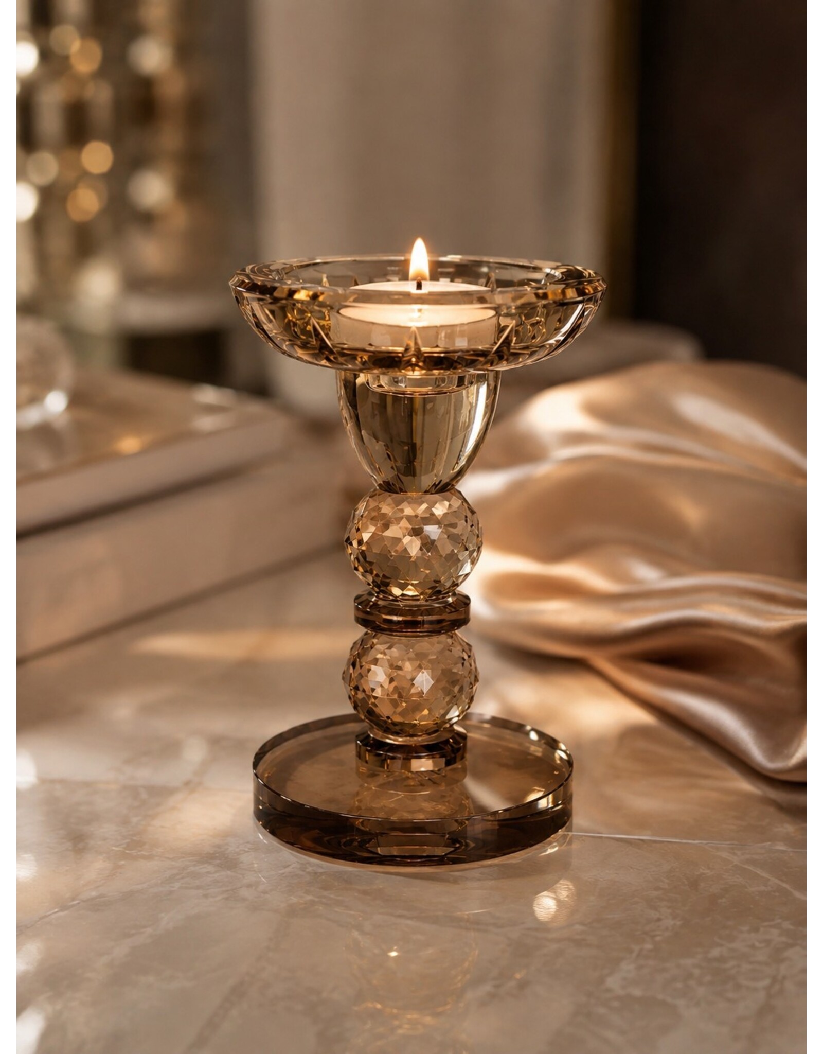 Diga Colmore Giftware & Lifestyle - Glazen Kaarsenhouder OPULENT Ø10x17 cm - Colmore
