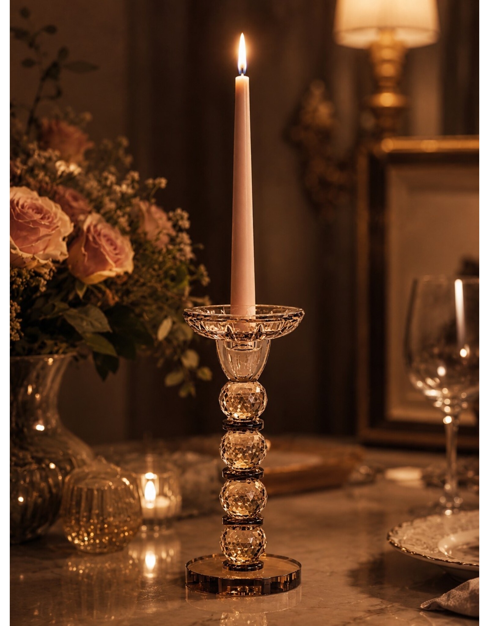 Diga Colmore Giftware & Lifestyle - Glazen Kaarsenhouder OPULENT Ø10x25 cm - Colmore