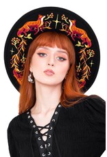 Restyle Gothic en Steampunk accessoires - Embers Hoed met Borduursel van Vossen en Planten