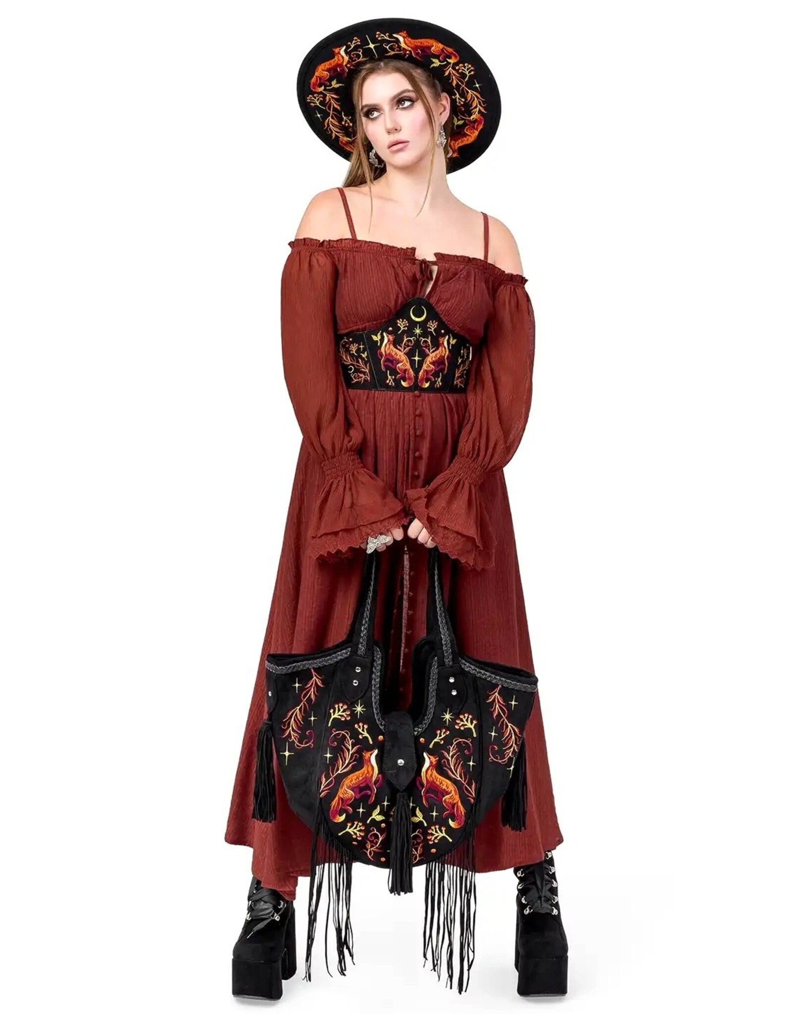 Restyle Gothic and Steampunk accessories - with Fox & Plants Embroidery