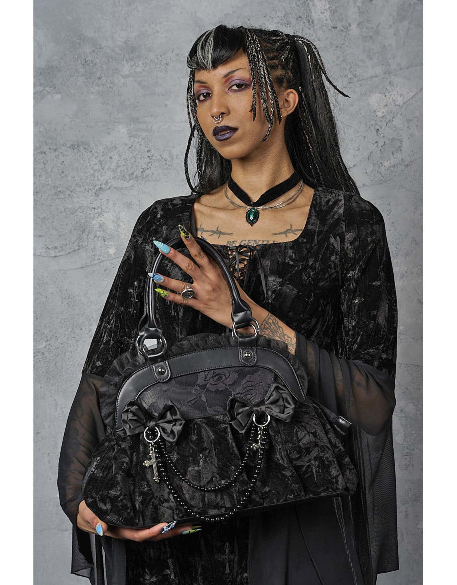 Banned Retro tassen Vintage tassen - Sanctum Velvet Gothic-Victoriaans Handtas