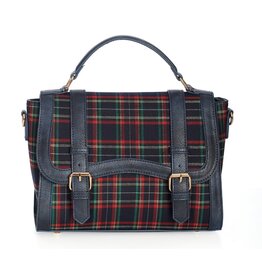 Tom & Eva Banned Joy to The World handbag with Scottish tartan navy