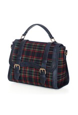 Tom & Eva Fashion bags - Banned Joy to The World handbag with Scottish tartan navy